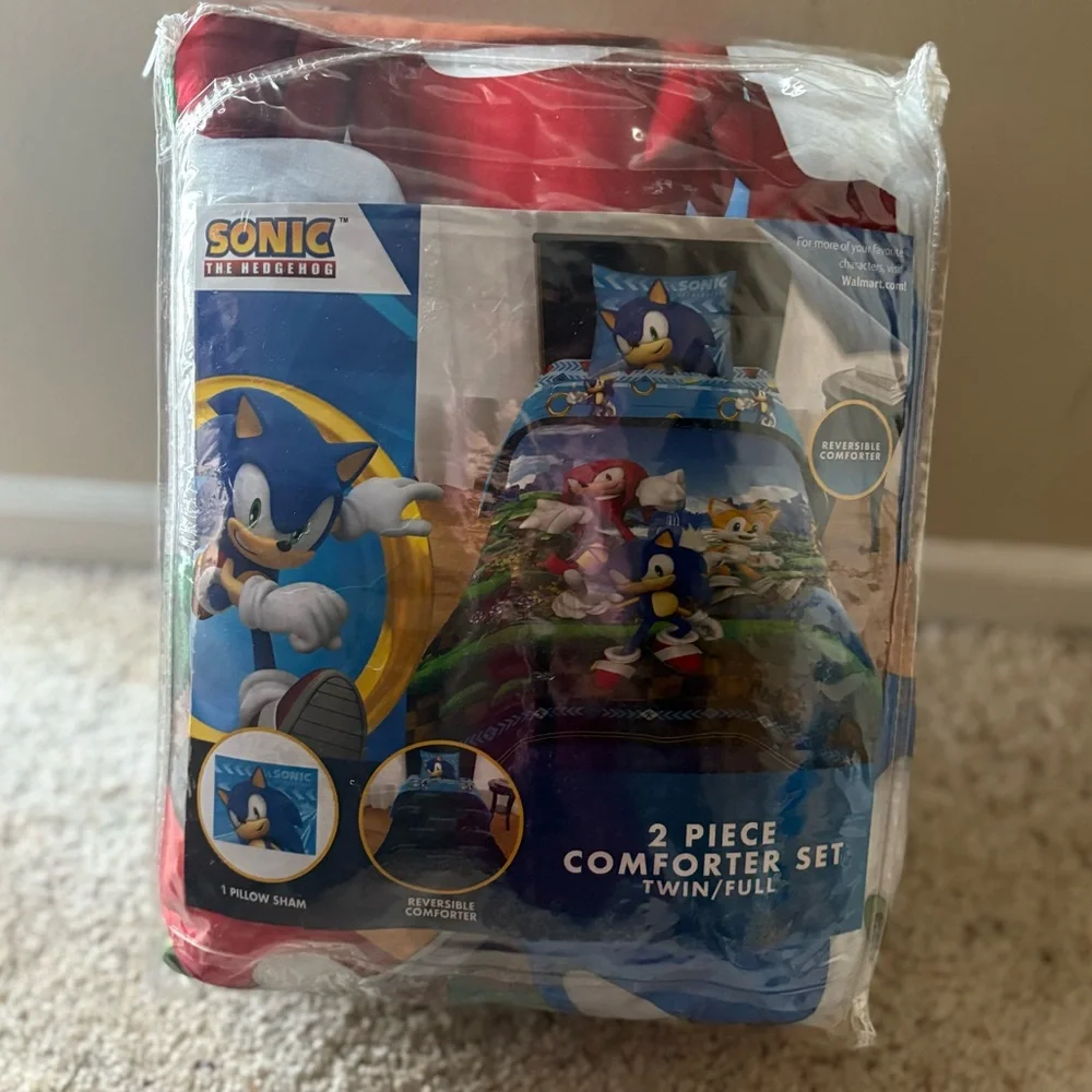 Sonic Tails Knuckles 2-Piece Reversible Bedding Comforter Set - Twin/Full